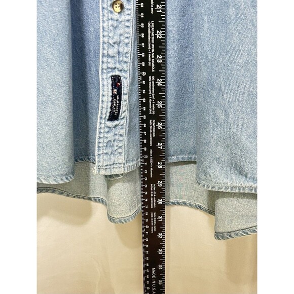 DHL Unisex L Embroidered Short Sleeve Blue Jean‎ Denim Button Down Top - Picture 4 of 7